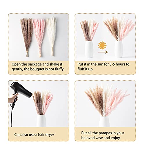 Total 110 Pcs /9 Variousof Pampas Grass For Home Decor, Matches For Boho Decor,Dried Flowers For Wall Decor,Room Decor Dried Flowers For Kitchen Decor,Wedding Decor,Office Decor (Pink) #TOP4