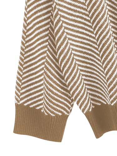 Image of ZAFUL Women's Striped Cardigan Button Up Open Front Knit Oversized Sweater | Button down, Soft chunky knit, Lightweight, Loose fit, Long lantern sleeve, Casual Daily Going Out, Fall Winter Outfits