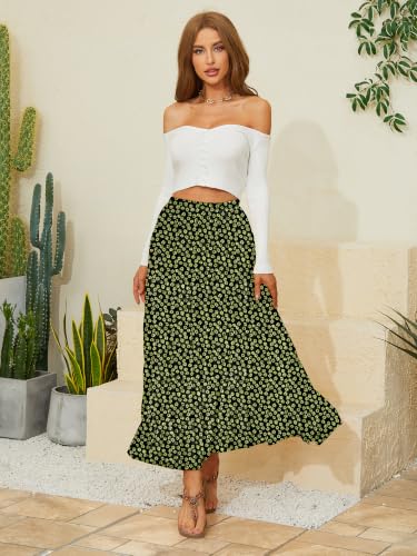 Image of NASHALYLY Women's Chiffon Elastic High Waist Pleated A-Line Flared Maxi Skirts