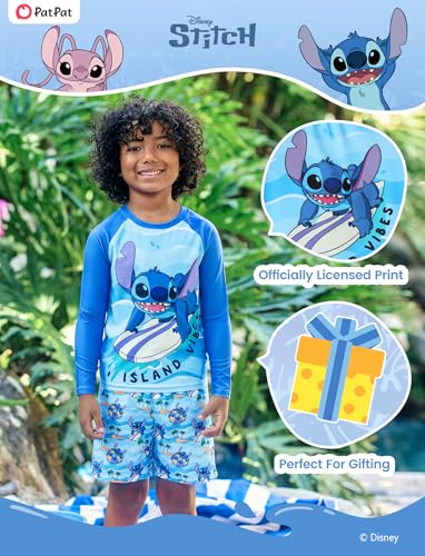 Image of Disney Marvel Spiderman Swimsuit Rash Guard Shirt & Swim Trunks Stitch Boys Swim Set UPF 50+ Summer Kids Bathing Suit 3M-13T