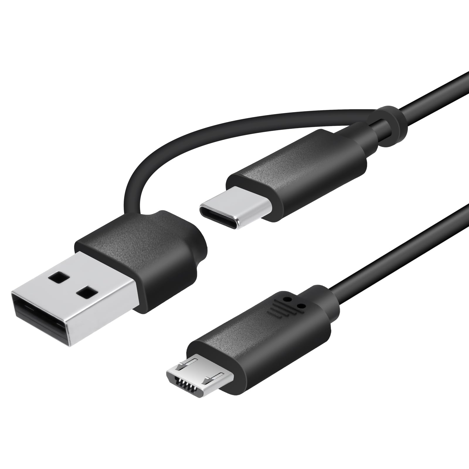 EGK Cavo di ricarica e dati da USB-C a micro USB da 1,5 m e adattatore USB, trasferimento dati 480 Mbps, per vecchi telefoni e tablet Android e tutti i dispositivi micro