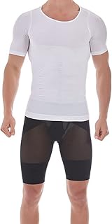 Breathable Men's Shapewear Top Waist Tie - Tight Compression Shirts Short Sleeve Undershirts for Sports Good