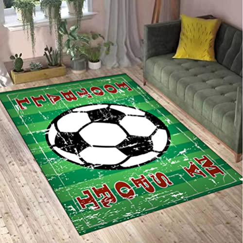 CAIRONG Alfombras de fútbol Vintage Dormitorio 3D Retro fútbol impresión área Alfombra hogar Decoración Cocina baño Puerta Mat 80X120cm Cover