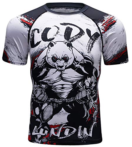 Red Plume Men's Sport Printing Tops Short Sleeve Tee Compression T Shirts Outdoor Base Layers (Style e, L)