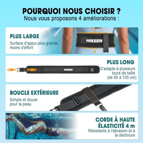 Boosteady Ceinture de Natation Réglable Large et Épaisse: Accessoire Piscine Ceinture de Flottaison 4M aux Adultes et Adolescents, Elastique de Nage Piscine pour Nage Contre Courant – vue 2