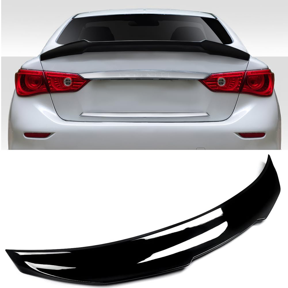 Itetone Gloss Black Rear Trunk Lip Wing Spoiler For Infiniti Q50 2014-2024, Psm Style Ducktail Spoiler Compatible With 2014-2024 Q50 4-Door Sedan Q50 Rear Lip Exterior Accessories (Glossy Black)