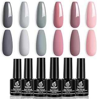 Beetles Bridesmaid Beauty Classic Gel Nail Polish Set - Nude Gray Pink 6 Colors Wedding Gel Polish Kit Popular Nail Art Design Soak Off LED Lamp Nail Polish Gel Manicure Kit New Year Holiday Gifts Set