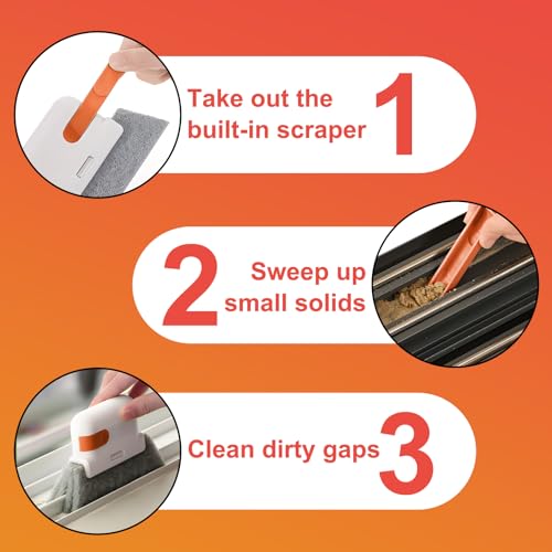 Image of 13 PCS Window Groove Cleaning Brushes Set with Hidden Scraper - Multifunctional Household Crevice Cleaner for Window Seals, Glass Door Tracks, Sliding Doors,Sinks, Toilets, faucets