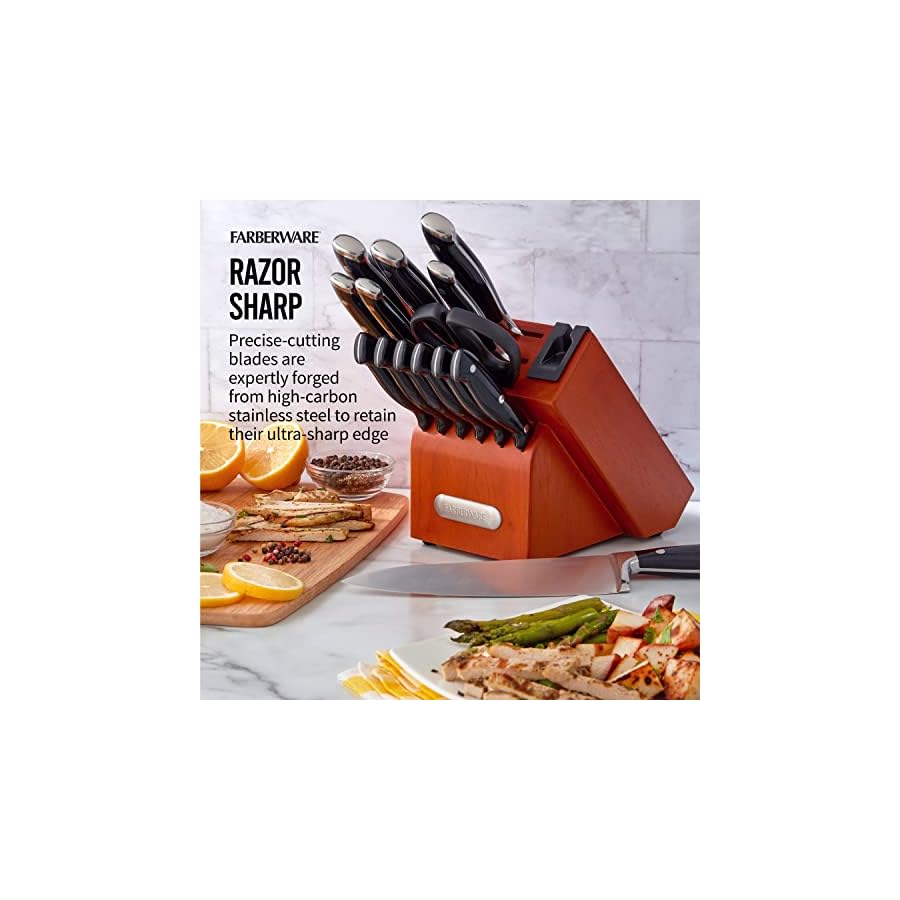 Farberware-Edgekeeper-Professional-15-piece-Forged-Triple-Riveted-Knife-Block-Set-with-Built-in-Edgekeeper-Black Farberware Edgekeeper Professional 15-piece Forged Triple Riveted Knife Block Set with Built-in Edgekeeper, Black