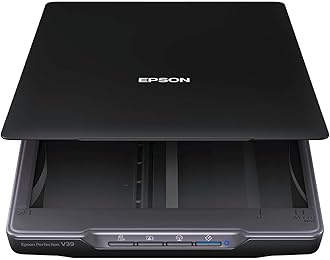 Epson Perfection V39 Color Photo & Document Scanner with Scan-To-Cloud & 4800 Optical Resolution, Black