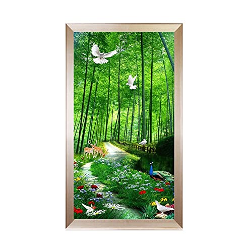 Peinture Diamant Forêt Bambou 80x220 Anti-Stress : Kit Grand Canevas Mosaïque pour Mur Vide