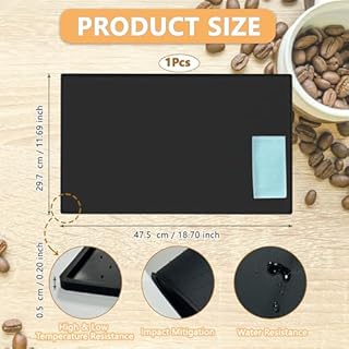 47.5x29.7cm Kaffeevollautomat Unterlage, Anti-Rutsch Silikonmatte, Abtropfmatte Geschirr, Schwarz Abtropfmatte, Silikon Matte Unter Kaffeemaschine mit Tuch, Saugfähige Abtropfmatte für Kaffee