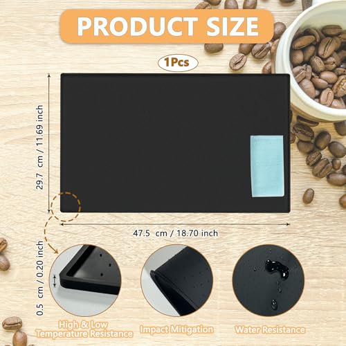 JRJRN Self Drying Mat, 47.5x29.7cm Coffee Machine Mat, Absorbent Draining Board Mat, Quick Dry Dish Drainer Mat, Non-Slip Appliance Silicone Mat with Rag, Waterproof Drip Mat Sink for Coffee Counter - Image 2