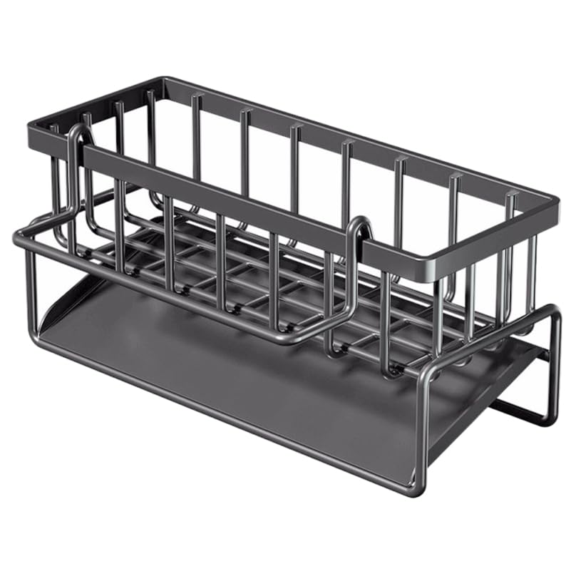 Listado de Soportes para paños de cocina Top 10. 41 Hoement Organizador De Fregadero con Estante para Esponjas Y Cepillos Soporte De Drenaje Compacto para Cocina Y Baño Accesorio para Almacenar Paños Y Jabón