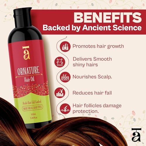 Image of Ornature Herbal Hair Oil for Hair Growth & Hair Fall Control | Ayurvedic Formula for Scalp Nourishment | Enriched with Natural Herbal Ingredients | Promotes Stronger, Healthier & Shinier Hair | Suitable for Men & Women | All Hair Types