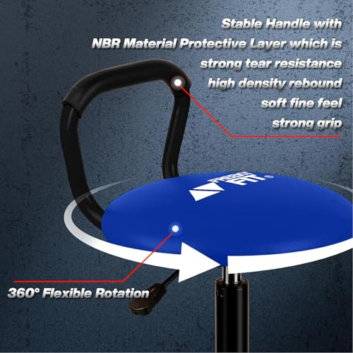Image of Garage Stool, Adjustable Height Swivel Work Mechanic Shop Stool with Backrest, Pneumatic Shop Chair for Home, Workshop, 300 LBS Capacity, 360 Rotation, Heavy Duty, Blue