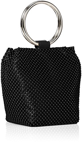 Jessica McClintock womens Jessica Mcclintock Gwen Ball Mesh Ring Wristlet Pouch Clutch Evening Bag, Black, One Size US - Thumbnail 2