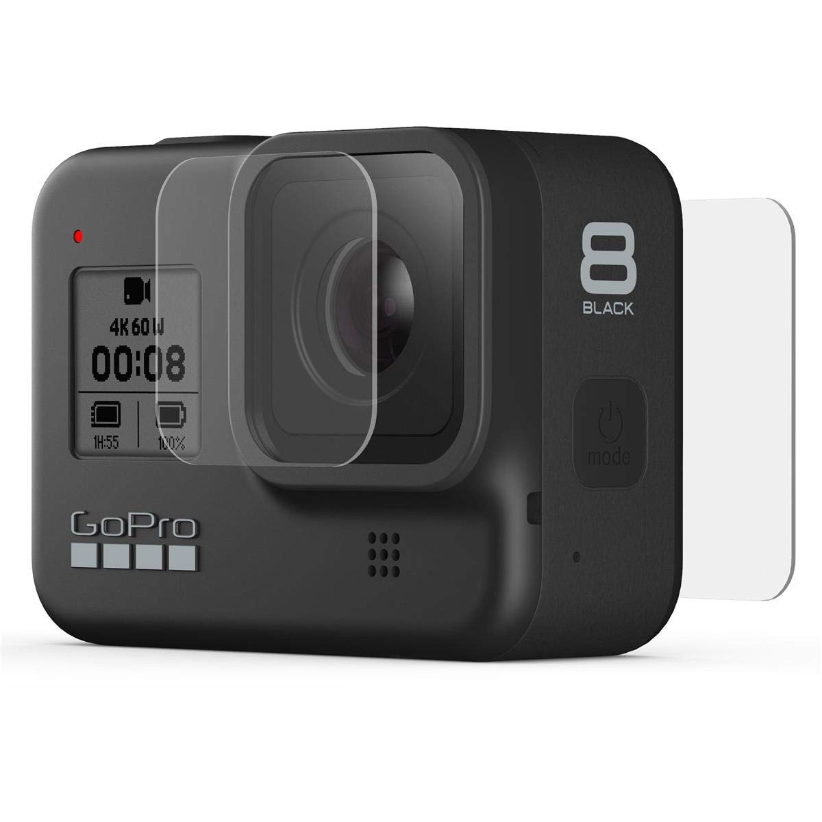 GoPro AJPTC-001 Tempered Glass Lens + Screen Protectors for Hero8 Black (Official Accessory), Clear, 3.8 cm*0.01 cm*5.7 cm