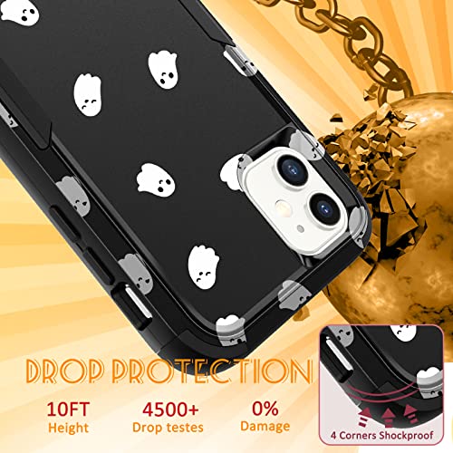 Plakill For Iphone 11 Protective Case 3 In 1 Designer Funny Ghost Halloween Drop Tested Cute Cases For Women Girls Shockproof Protection Rugged Heavy Duty Phone Cover For Iphone 11 #TOP2
