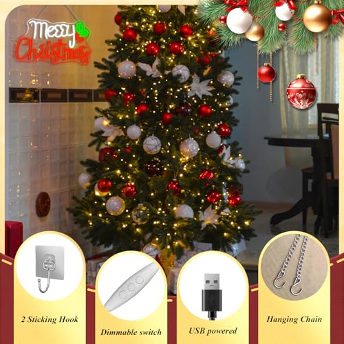 Image of ineonlife Christmas Window Lights Merry Christmas Sign LED Light Bar Neon Signs for Wall Decor Holiday Party Home Bar Decoration Neon Light for Wall Decor Festival Celebration