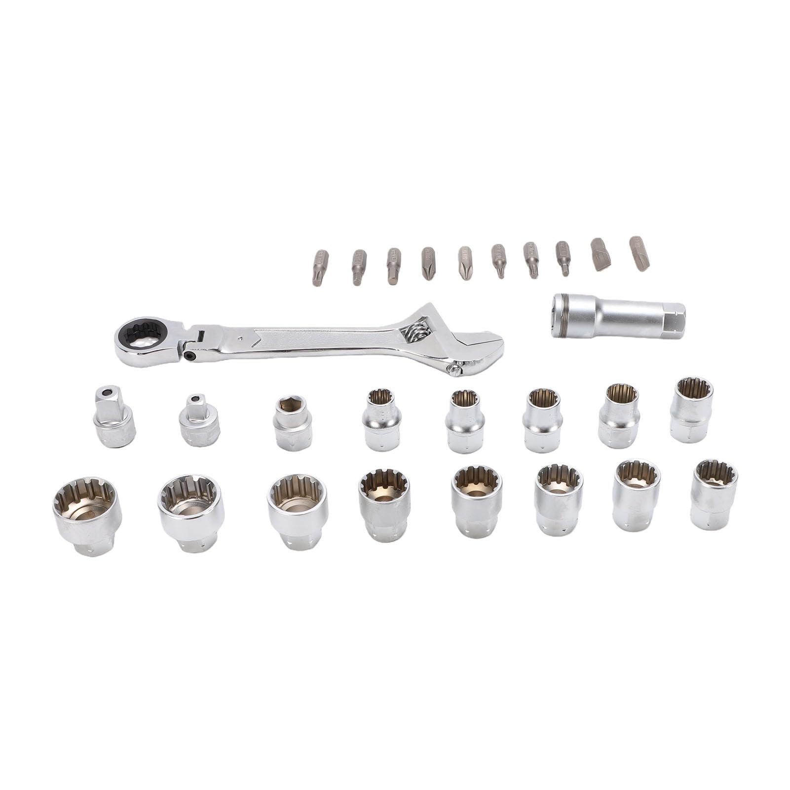 Ejoyous Set di Chiavi a Bussola Passanti Set di Chiavi a Bussola in Acciaio Legato CrV 29 Pezzi 3 8 1 2 Pollici Drive 72 Denti Cricchetto Reversibile con Adattatori Punte per Meccanici di