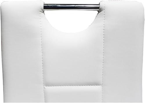 Miniatura 4 de Trevi Sillas de comedor sin brazos de piel sintética con asiento acolchado acolchado, patas cromadas con mango de metal integrado en la parte