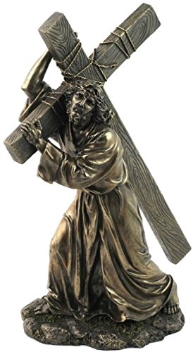 Statue Jésus Chemin au Calvaire 30,5 cm en bronze robuste, évite l'usure des plâtres fragiles