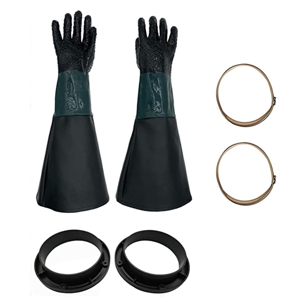ZYWUOY 1 paire de gants de sablage, 60 x 20 cm, gants de travail pour sablage, armoire de sablage avec supports de gants, pinces en PVC