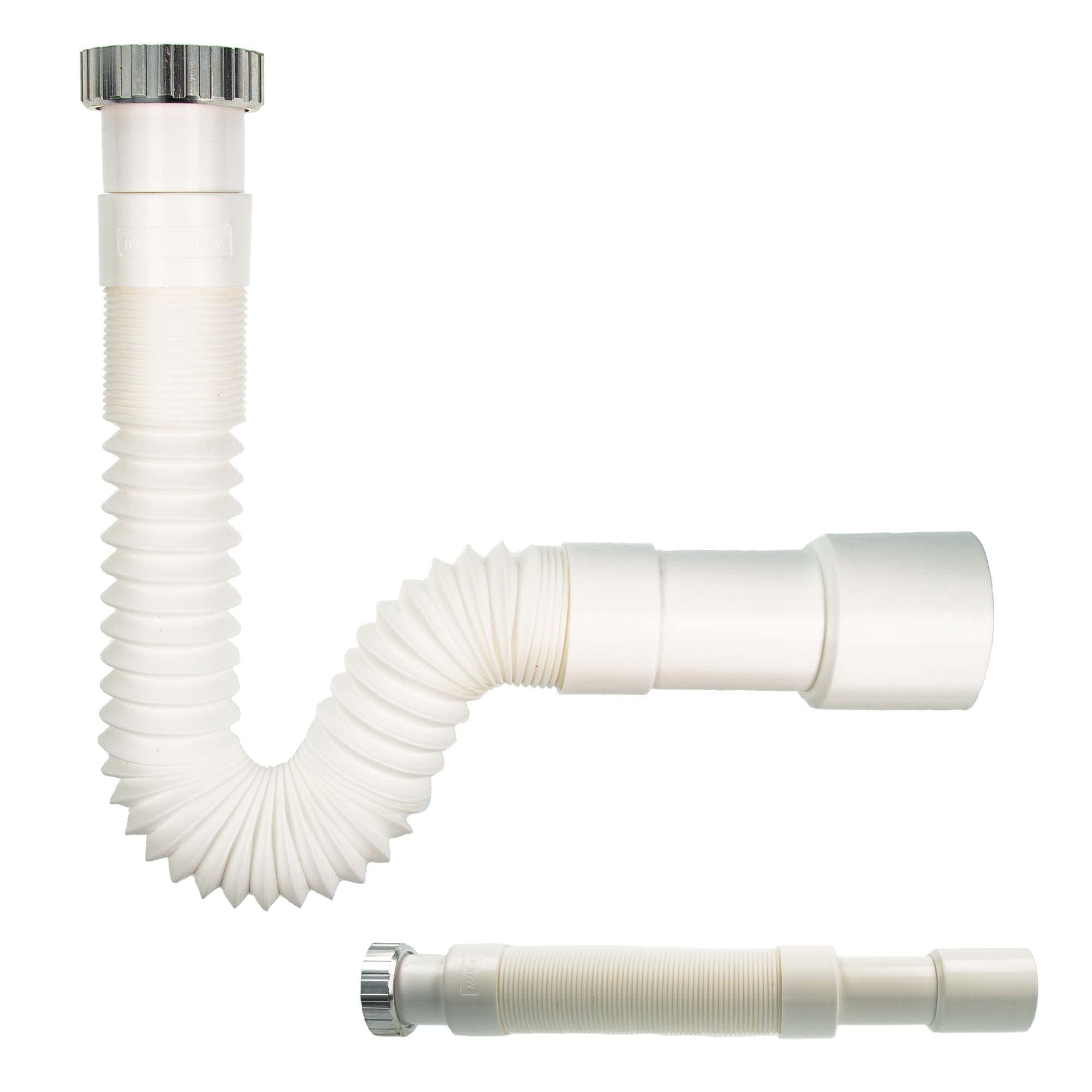 tecuro Flexible Drain Hose 1 1/4" x 32/40mm Kitchen Sink Trap Extendable from 320-700mm