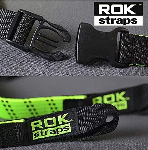ROK Strap Adjustable Motorcycle Stretch 18"-60" 2-Pk - Lime Green