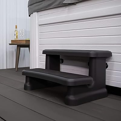 YUEWO Hot Tub Spa Steps with Storage Compartment Slip-Resistant Step for Any Hot Tub Shape and Size, Grey