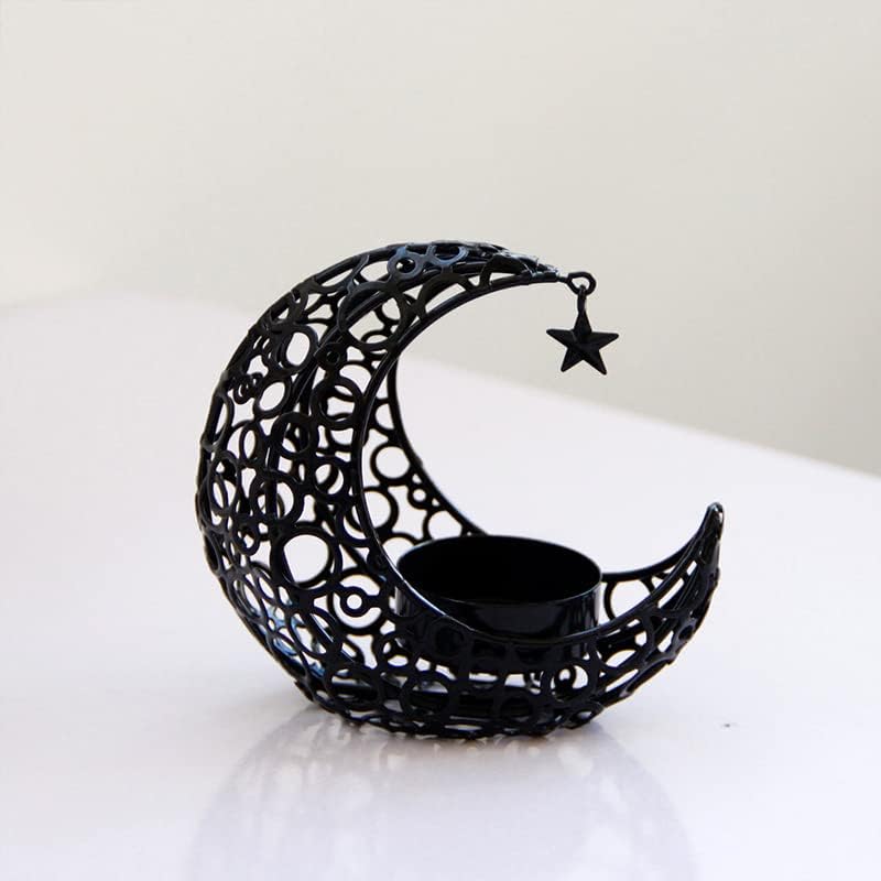 Candleholders Moon Black Gold Metal Candle Holder Creative Modern Romantic Wedding Christmas Domestic Decoration(Gold)