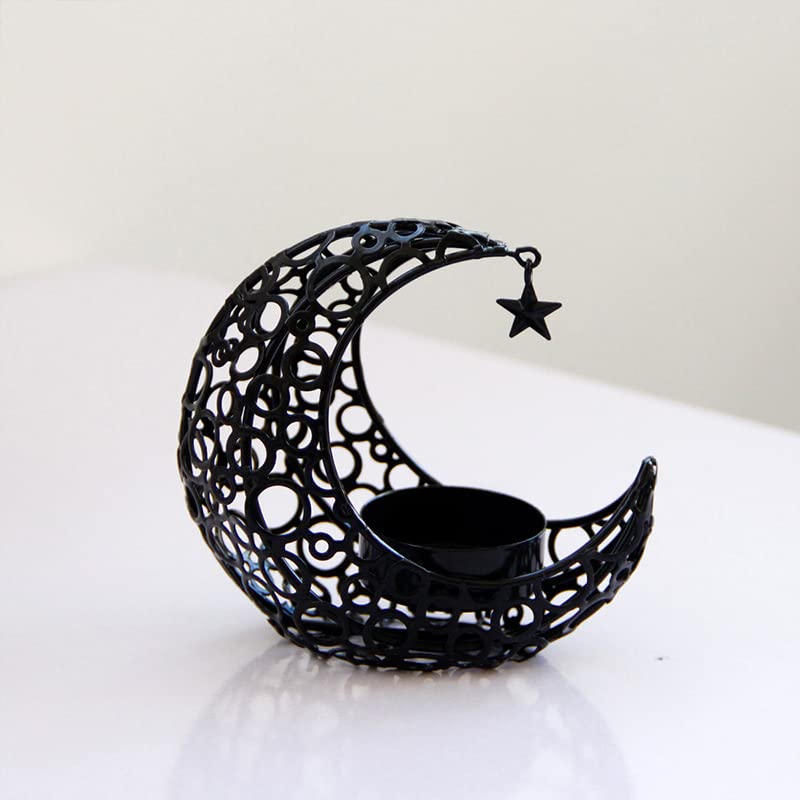 Portacandele Decorativo A Forma Di Luna – Dorato, In Metallo E Cristallo Per Natale E Matrimoni