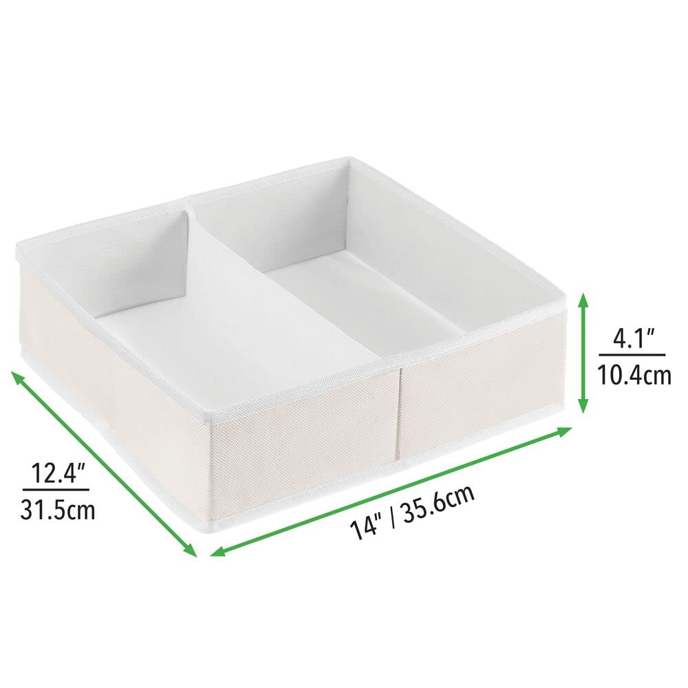 mDesign Set 3 Box portaoggetti Bimbo Organizer Armadio Calze Bavaglini Pannolini 2 Scomparti Crema Bianco
