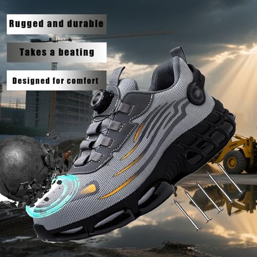 Evontira Trainers, Evontura Pro Trainers for Men, Evontiras Steel Shoes 3 Inch Taller, Comfortable Puncture Proof Slip on Sneakers, No More Tying Laces3