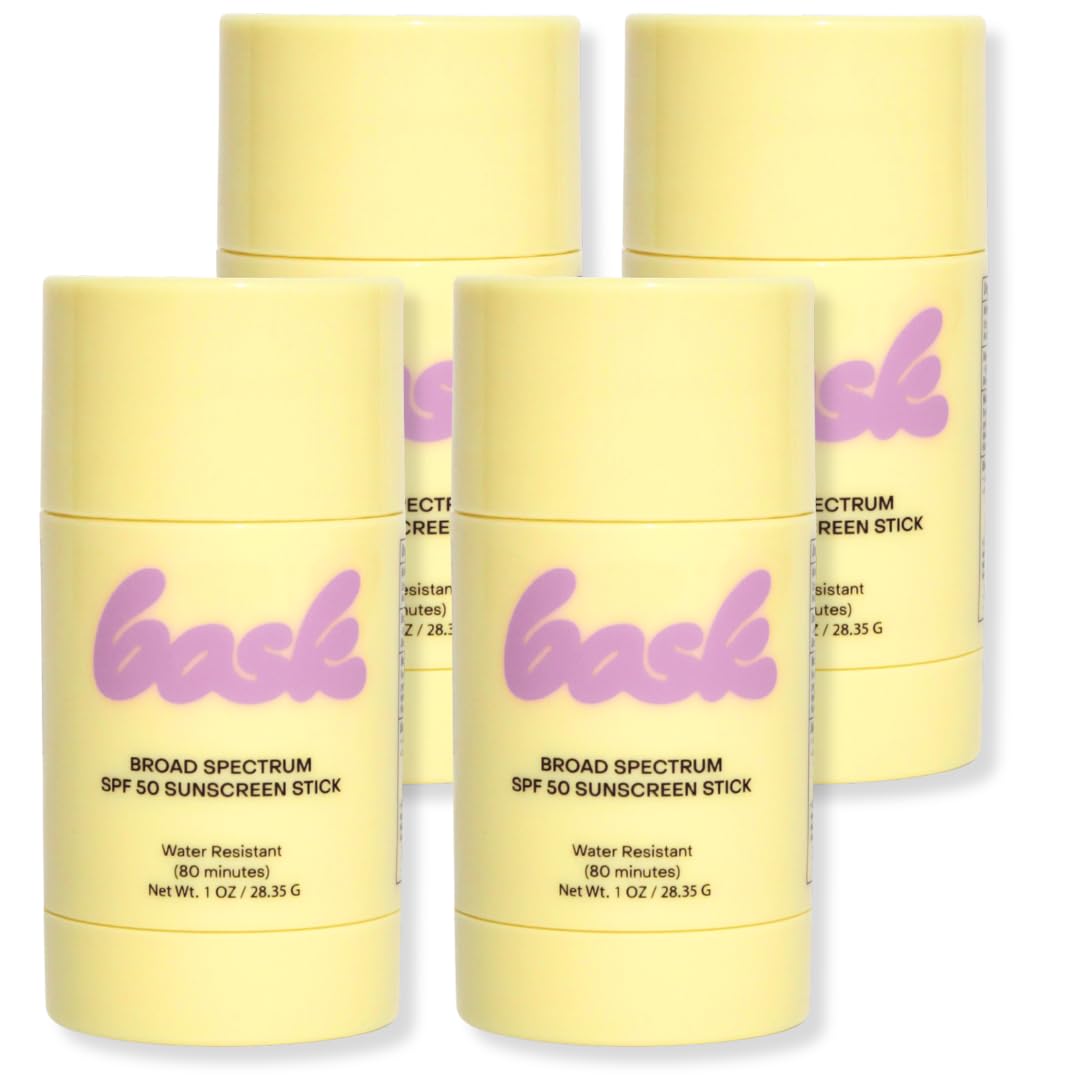 Bask SPF 50 Sunscreen Stick – Fragrance Free, Reef Safe Face & Lip Sunblock for Skiing, Snowboarding & Winter Sports – Broad Spectrum, Moisturizing & Travel-Friendly Sun Stick, 1oz (Value Pack of 4)