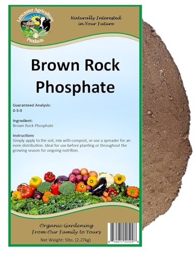 Brown Rock Phosphate 5 Pounds for Vegetable Gardens, Lawns, and Orchards. - Enhances Soil Quality and Supports Vigorous Plant Growth - Lancaster Agriculture Products