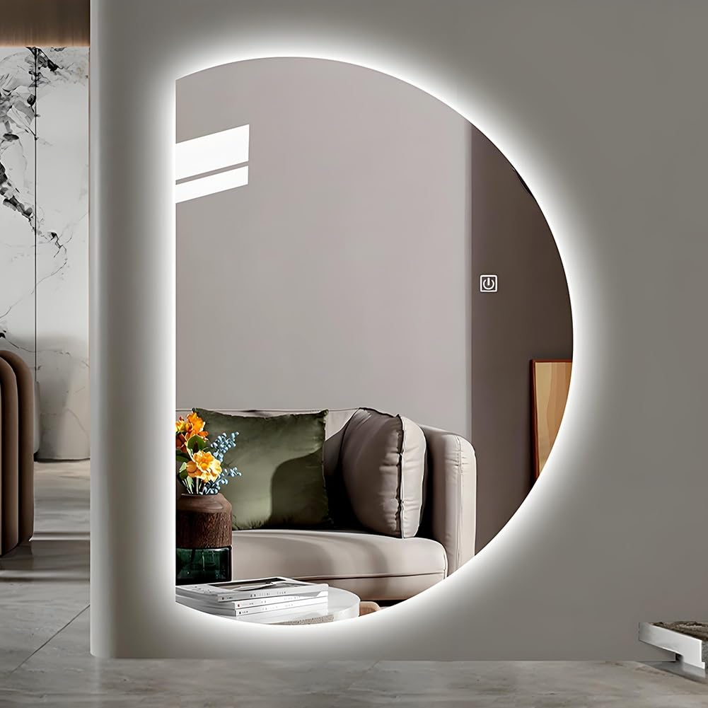 SXFSDOU LED Lighted Bathroom Mirror Anti-Fog 3 Color Temperatures eless Full-Length 35in/90cm Explosion-Proof Stylish Modern Design for Home Decor