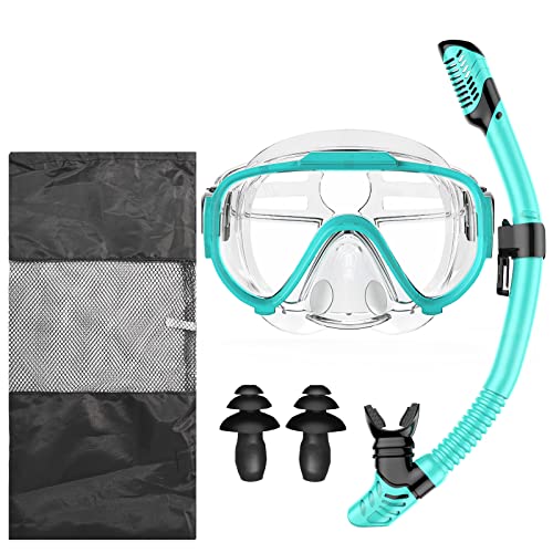 Set per Snorkeling Adulti con Maschera e Boccaglio, Maschera E Boccaglio Snorkeling, Antiappannante Maschera Sub, Maschera Da Sub Panoramici A 180°, Maschera per Immersioni, Unisex-Adulto