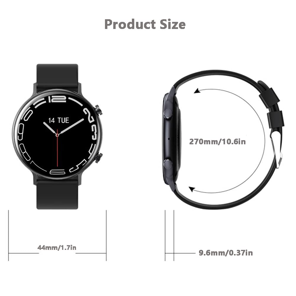 Inteligentny zegarek, tracker fitness z funkcją Bluetooth i odbieraniem połączeń, 1,3-calowy inteligentny zegarek z pełnym ekranem dotykowym okrąg Android iOS krokomierz dla kobiet mężczyzn monitor snu krokomierz (czarny)