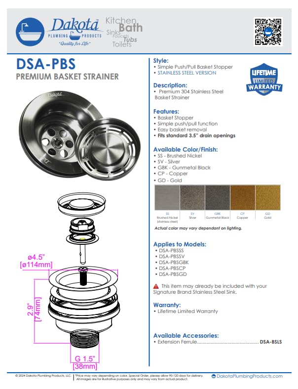 Colador para fregadero de cocina Dakota acero inoxidable 304 miniatura 3