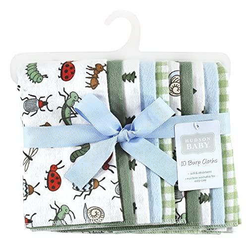 Image of Hudson Baby Unisex Baby Cotton Flannel Burp Cloths, Bugs, One Size