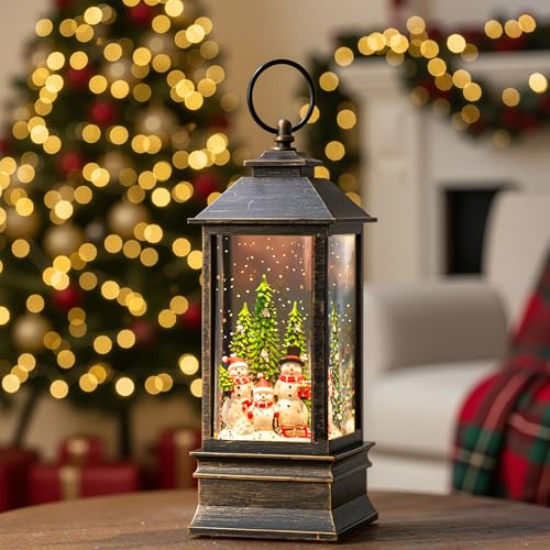 Christmas Snow Globe Water Lantern Snowman Family Sledding