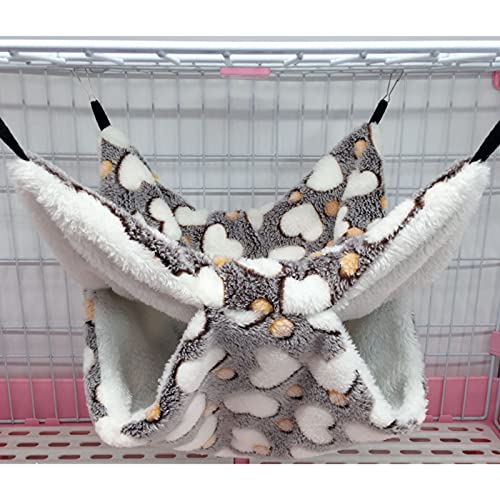 2 Pieces Small Pet Cage Hammock Guinea Pig Bed Hideout, Warm Rat Hammock Bed Bunkbed Sugar Glider Hammock Guinea Pig Cage Accessories Bedding for Squirrel Rat Hedgehog Chinchilla Nest Tent (Coffee) - Thumbnail 4