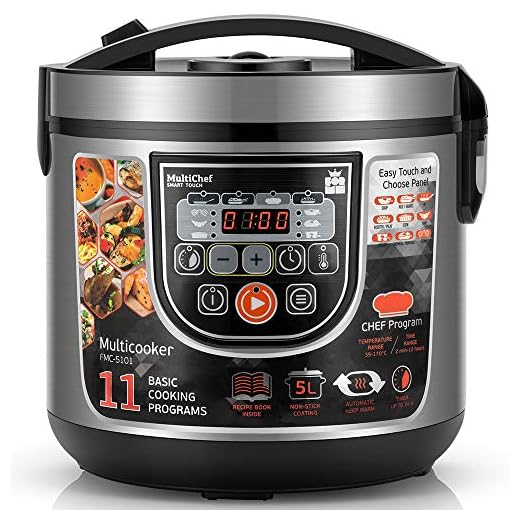 ForMe Robot de Cocina Multifunción 5L 860W Olla Programable Arrocera I 11 Menús Preconfigurados Función Mantener Caliente Hasta 24h I Temporizador de Retardo I Olla Baja Temperatura Inox Multicooker