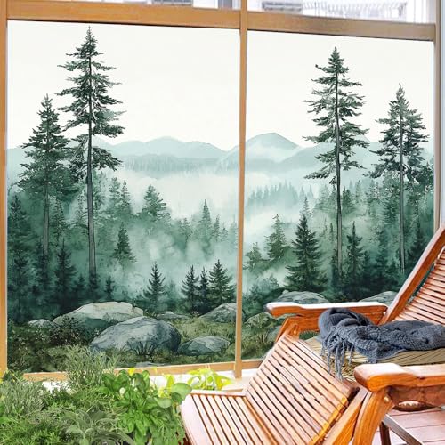 Vinilo Decorativo de Bosque Acuarela para Ventana 17.7x23.6 in x2 miniatura 4