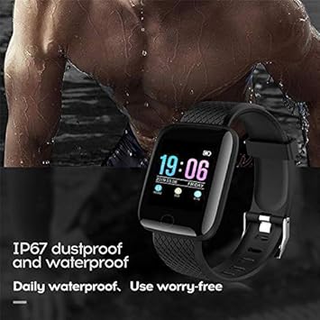 LOVEJOY Bluetooth Calling Smart Watch for Men Women iD116 Smart Band Activity Tracker AIl Voice Assistant, Health, Stress Monitoring Gift for Boys Girls (Black Strap) (Size : Free) 03