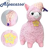 KSB 17'' Pink Good Night Plush Alpaca, 100% Plush Stuffed Animals Toys, Best Gifts for Kids.(Nightcap)