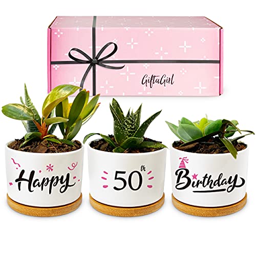 GIFTAGIRL 50th Birthday Gifts for Women - Beautiful Keepsake 50th Birthday Gift Ideas. Our Pretty Pots are Perfect 50th Birthday Decor or Gifts for Women Turning 50 and Arrive Beautifully Gift Boxed