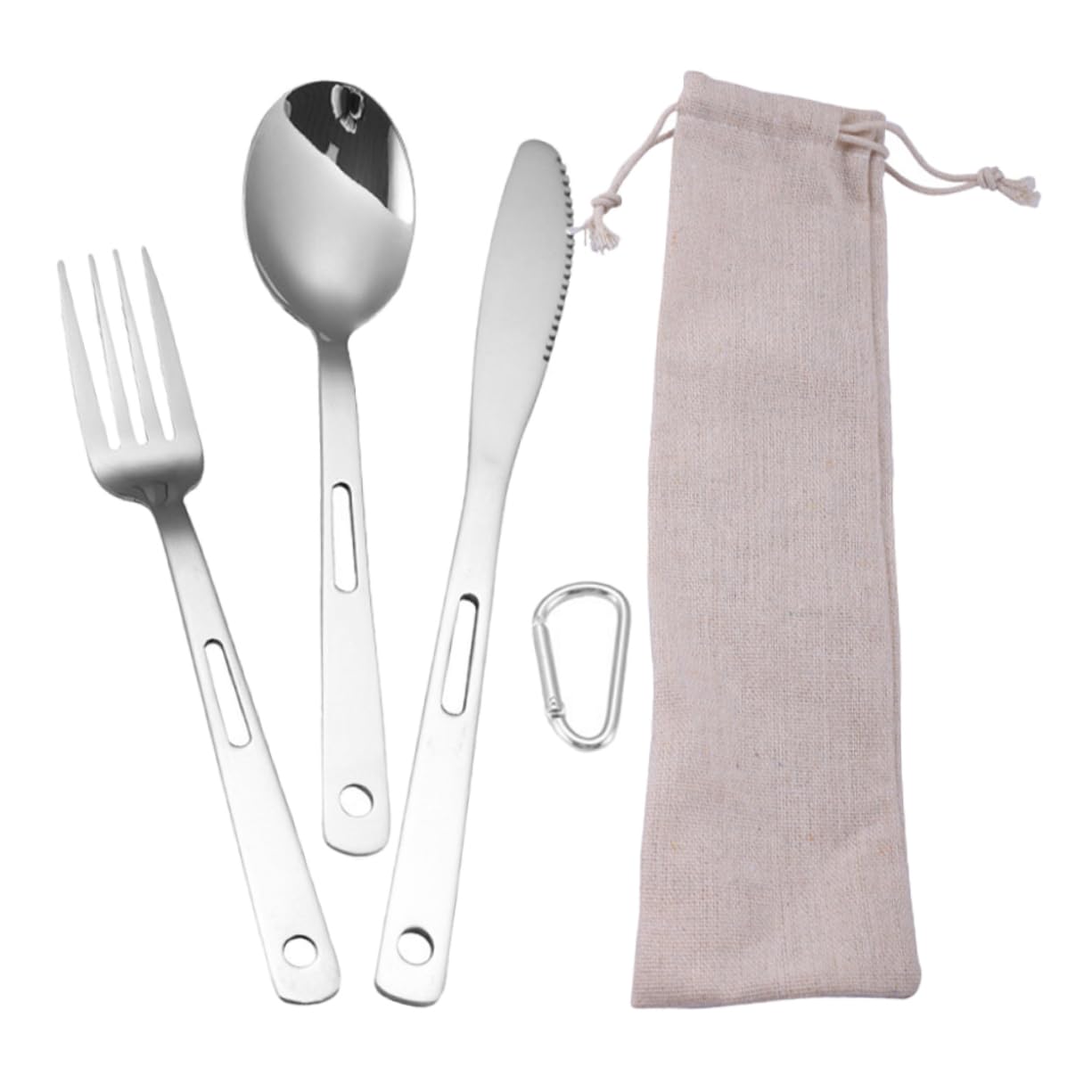 VICASKY Posate Da Campeggio in Acciaio Inox Portatile Forchetta Cucchiaio e Coltello Per Picnic Trekking Barbecue e Viaggi